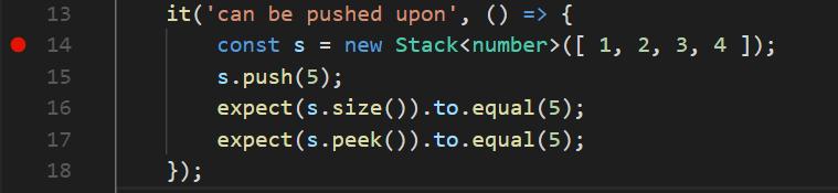 A breakpoint is set