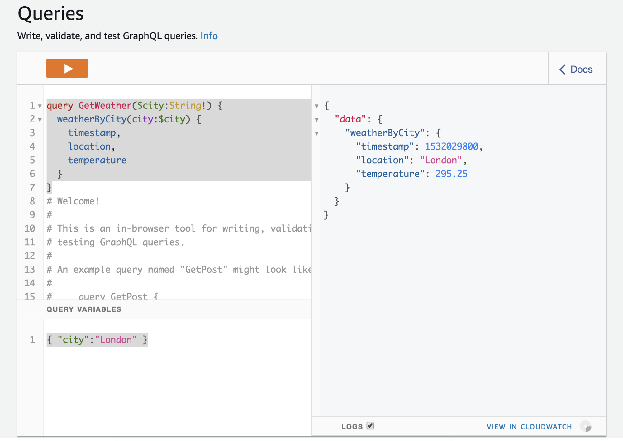AWS AppSync Query Results