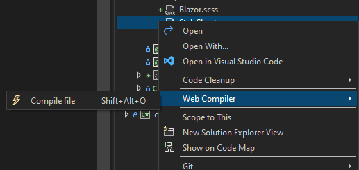 Using Web Compiler to compile SASS