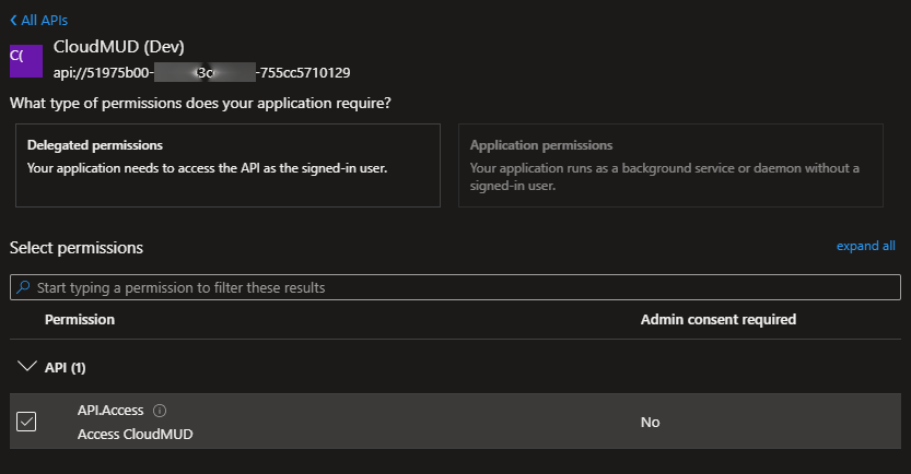 Screenshot showing the added permission