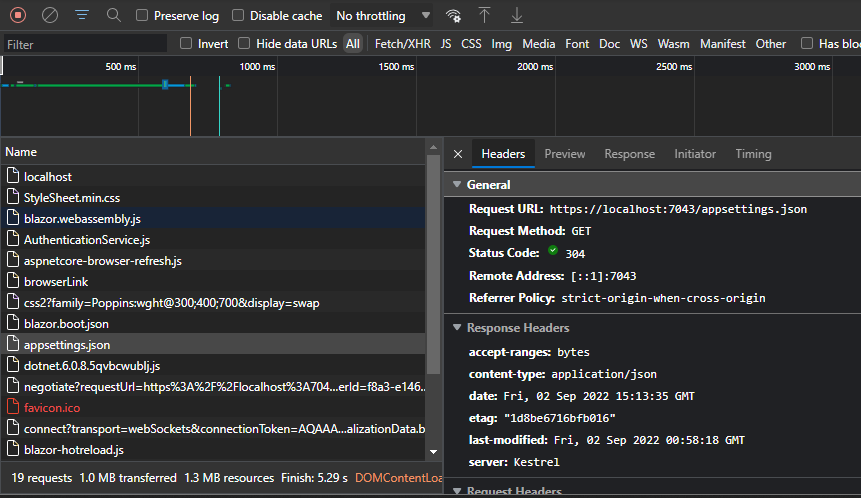 Screen shot of the browser developer tools network tab