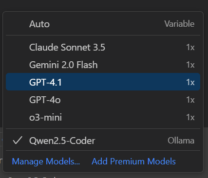 Model selector in GitHub Copilot Chat